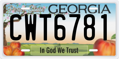 GA license plate CWT6781