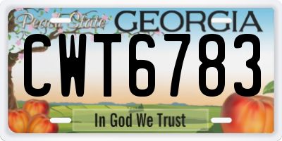 GA license plate CWT6783