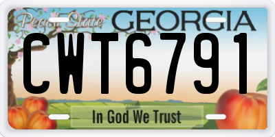 GA license plate CWT6791
