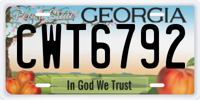 GA license plate CWT6792