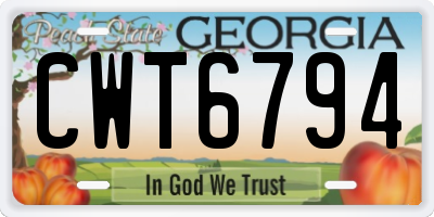GA license plate CWT6794