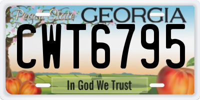 GA license plate CWT6795