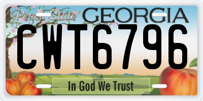 GA license plate CWT6796