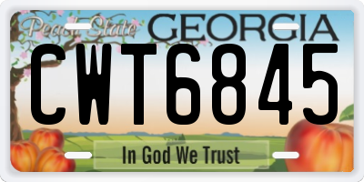 GA license plate CWT6845