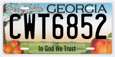 GA license plate CWT6852