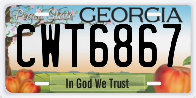 GA license plate CWT6867