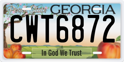 GA license plate CWT6872