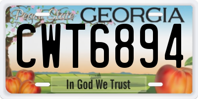 GA license plate CWT6894