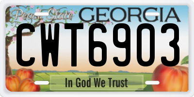 GA license plate CWT6903