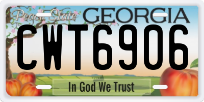 GA license plate CWT6906