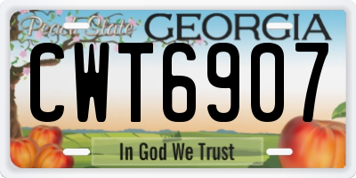 GA license plate CWT6907