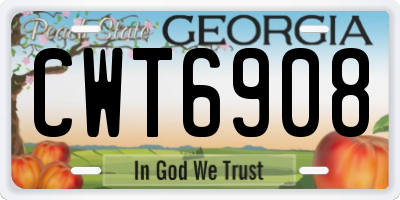 GA license plate CWT6908