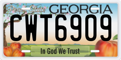 GA license plate CWT6909