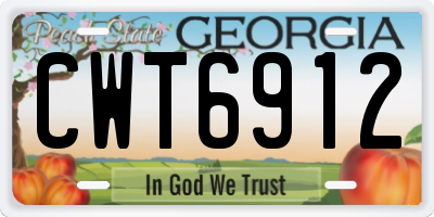 GA license plate CWT6912