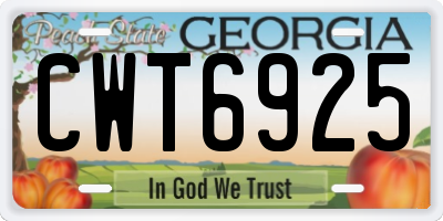 GA license plate CWT6925