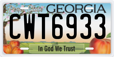 GA license plate CWT6933