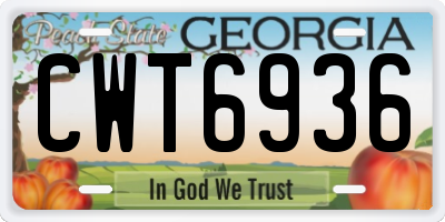 GA license plate CWT6936