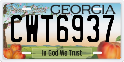 GA license plate CWT6937