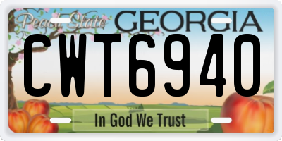GA license plate CWT6940