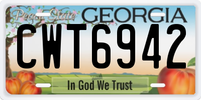 GA license plate CWT6942