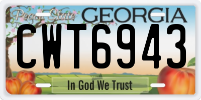 GA license plate CWT6943