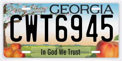 GA license plate CWT6945