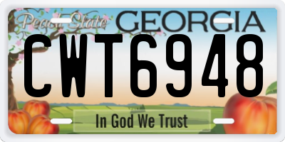 GA license plate CWT6948