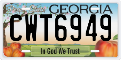GA license plate CWT6949