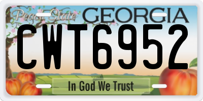 GA license plate CWT6952