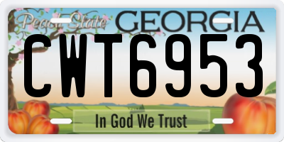 GA license plate CWT6953