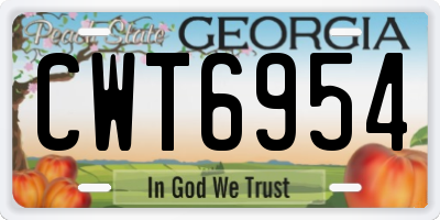 GA license plate CWT6954
