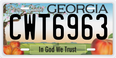 GA license plate CWT6963
