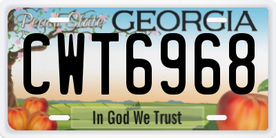 GA license plate CWT6968