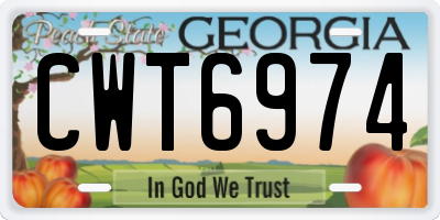 GA license plate CWT6974