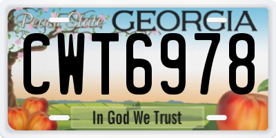 GA license plate CWT6978
