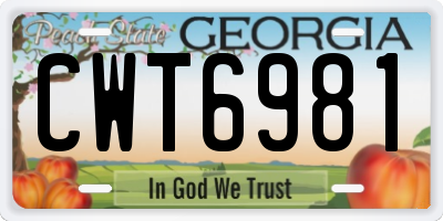 GA license plate CWT6981