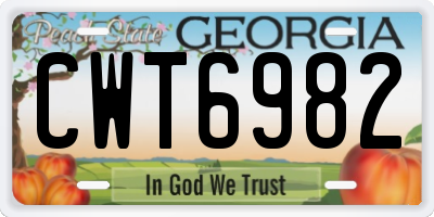 GA license plate CWT6982