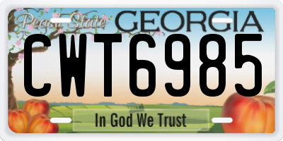 GA license plate CWT6985