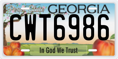 GA license plate CWT6986