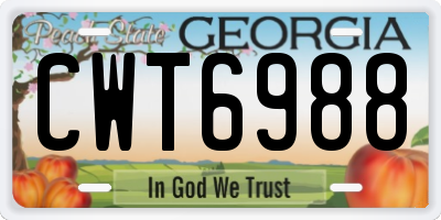 GA license plate CWT6988