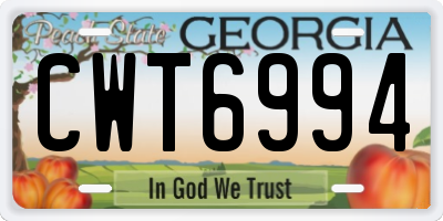 GA license plate CWT6994