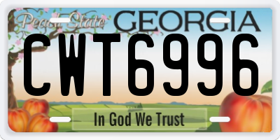 GA license plate CWT6996