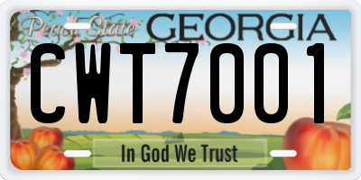 GA license plate CWT7001
