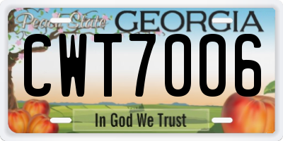 GA license plate CWT7006