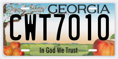 GA license plate CWT7010