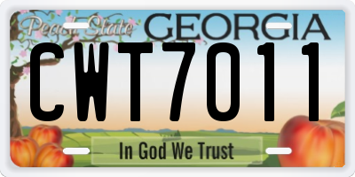 GA license plate CWT7011