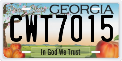 GA license plate CWT7015