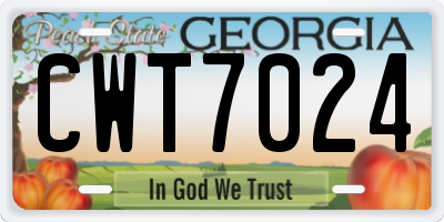 GA license plate CWT7024