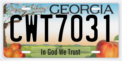 GA license plate CWT7031