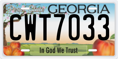 GA license plate CWT7033